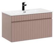 Szafki łazienkowe - Nowoczesna szafka z umywalką, Iconic, 80x46x46 cm, różowy, mat - miniaturka - grafika 1