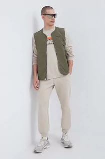 Spodnie męskie - Columbia spodnie dresowe kolor beżowy gładkie - grafika 1