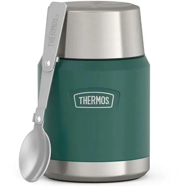 Termos na jedzenie 470 ml ze składaną łyżką i kubkiem THERMOS - zielony