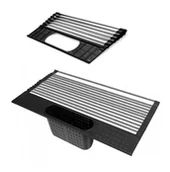 Suszarki do naczyń - SUSZARKA SKŁADANA Z OCIEKACZEM KRATKA STALOWA NA ZLEWOZMYWAK 44x28cm TADAR Roll Up TD-9510 - miniaturka - grafika 1