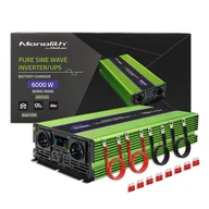 Przetwornice samochodowe - Qoltec Przetwornica Napięcia Monolith Ładowanie Baterii Ups 3000W 6000W 12V Na 230V Czysty Sinus Lcd - miniaturka - grafika 1