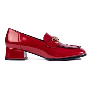 Sergio Leone Lakierowane mokasyny damskie czerwone - Mokasyny damskie - miniaturka - grafika 1