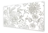 Dekoracje domu - Panel kuchenny HOMEPRINT Biało czarny wzór kwiatów 100x50 cm - miniaturka - grafika 1