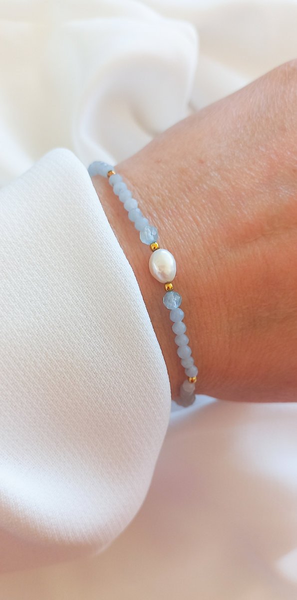 Bransoletka błękit z perłą