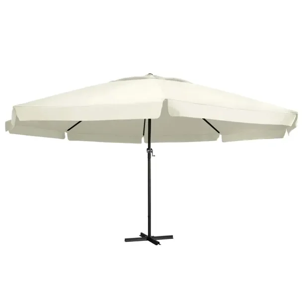 Parasol ogrodowy z mechanizmem korbowym, 600 x 330 cm, piaskowa biel