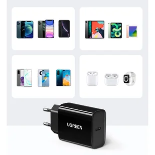 Ugreen ładowarka sieciowa USB Typ C 20W Power Delivery + kabel MFI  USB Typ C - Lightning czarny (50799) - Kable USB - miniaturka - grafika 2