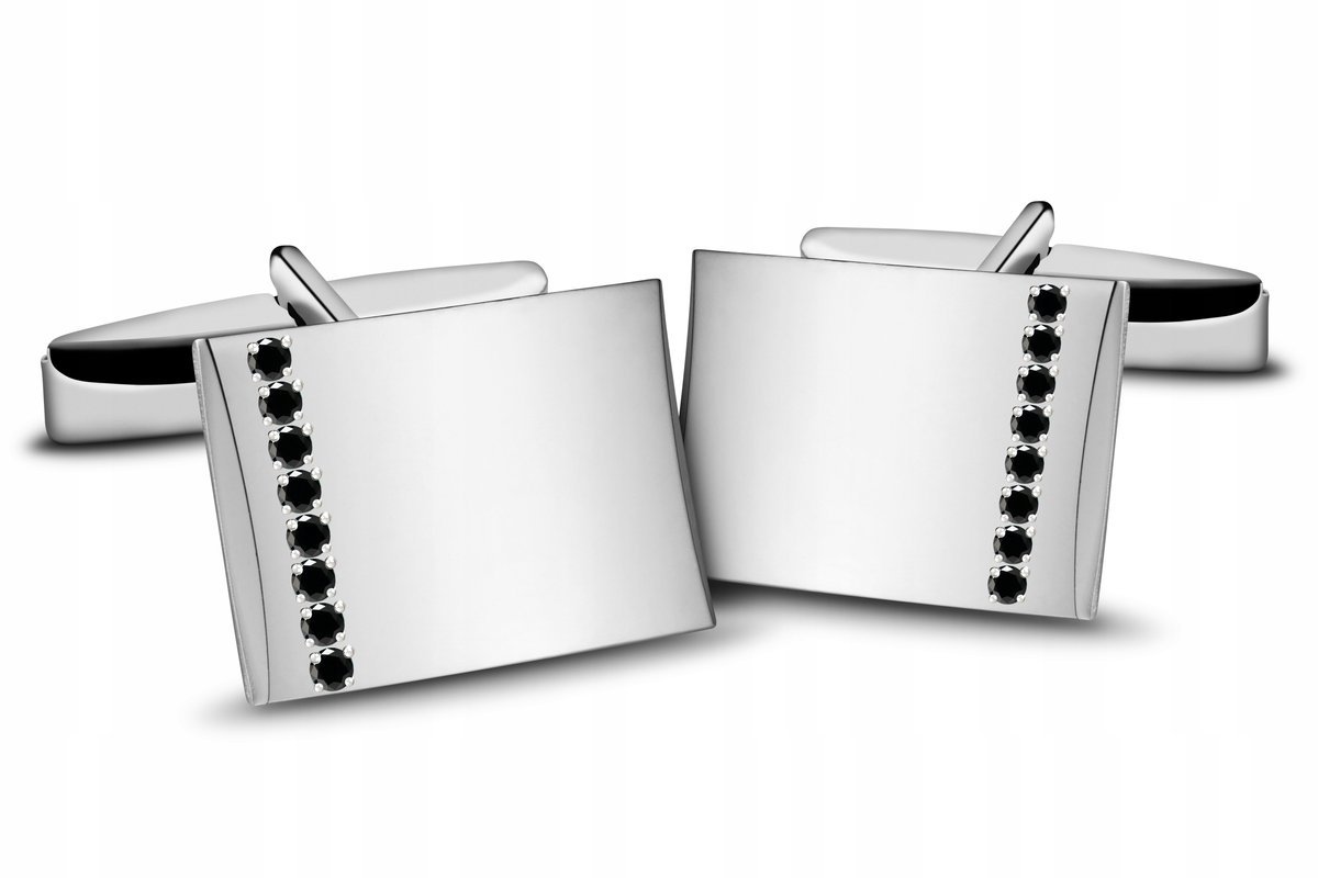 Spinki do mankietów z kamieniami koloru czarnego