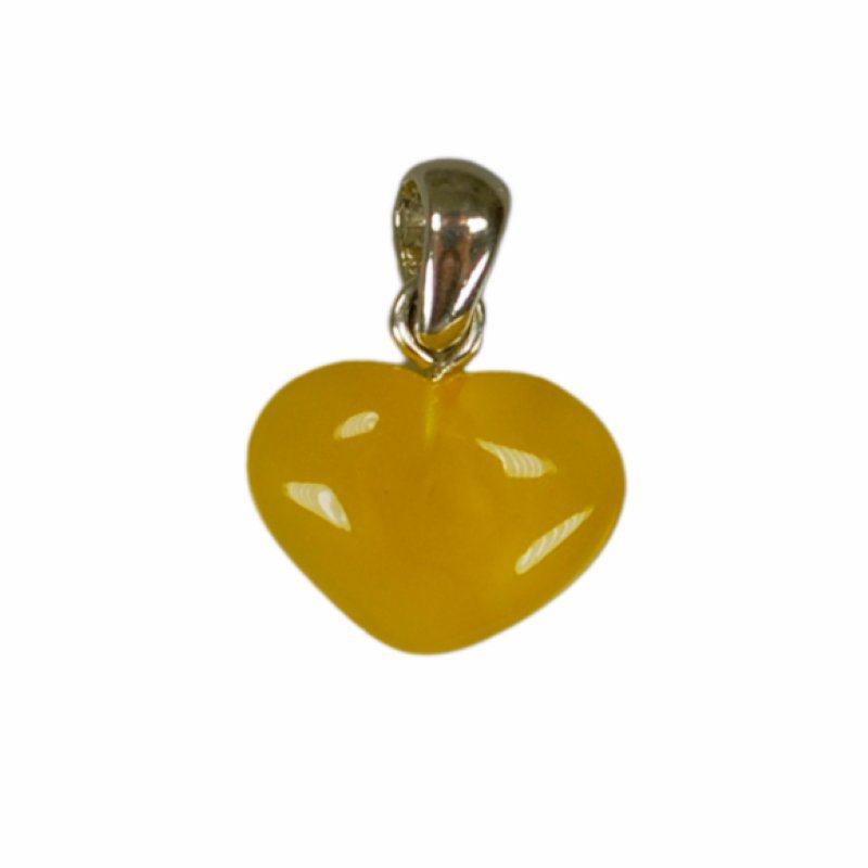 Wisiorek serduszko z mlecznego bursztynu