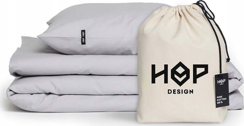 HOP DESIGN Pościel bawełna 140x200 oraz 1x70x80 Jasny Szary