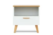 Szafki nocne - Stolik nocny FRISK biały/dąb naturalny / 48x50x46 / płyta wiórowa - miniaturka - grafika 1