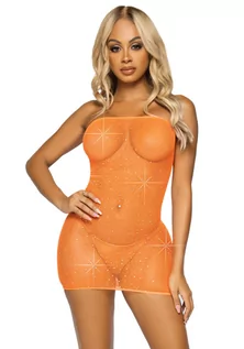 Odzież erotyczna - Leg Avenue Fishnet Convertible Tube Dress 86797 Orange - grafika 1