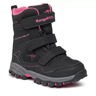 Śniegowce KangaRoos K-Robi Ktx 18965 000 5025 Black/Daisy Pink - Buty dla dziewczynek - miniaturka - grafika 1