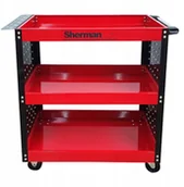 Wózki magazynowe - Wózek trzypółkowy warsztatowy narzędziowy 3PA cz ze ściankami Sherman - miniaturka - grafika 1