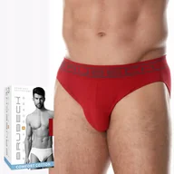 Majtki męskie - BRUBECK BE0029M majtki męskie bezszwowe DOPASOWANE SLIPY czerwony - M - miniaturka - grafika 1