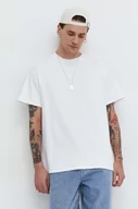 Koszulki męskie - Solid t-shirt bawełniany męski kolor biały gładki - miniaturka - grafika 1