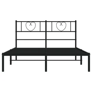 Metalowa rama łóżka z wezgłowiem, czarna, 140x190 cm Lumarko! - Łóżka - miniaturka - grafika 5