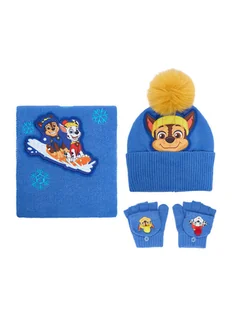 Paw Patrol Zestaw czapka, szalik i rękawiczki CEO-ACCCS-AW25-328PAW Niebieski - Czapki dla dzieci - miniaturka - grafika 1