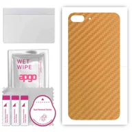 Szkła hartowane na telefon - Folia naklejka skórka strukturalna na TYŁ do Apple iPhone 8 Plus -  Carbon Złoty - apgo SKINS - miniaturka - grafika 1