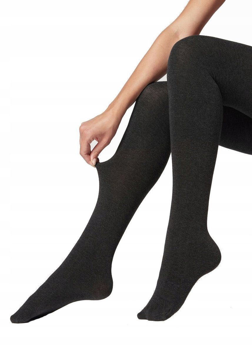CALZEDONIA RAJSTOPY KASZMIROWE Kaszmir Wiskoza CIEPŁE SZARE Melanż T.3 (M)