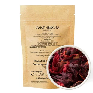 Hibiskus kwiat 100g ZIELARZPOLSKI.PL - Przyprawy i zioła sypkie - miniaturka - grafika 1