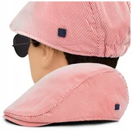 Czapki męskie - KASZKIET Męski Bawełniany na Lato Czapka w Paseczki CZERWONY Pako Jeans - miniaturka - grafika 1