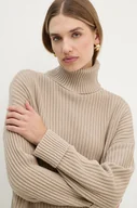 Swetry damskie - G-Star Raw sweter bawełniany kolor beżowy lekki z golfem D25753-D496 - miniaturka - grafika 1