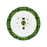 Talerze - Talerz deserowy Xmas 20 cm dziadek do orzechów biało-zielony - miniaturka - grafika 1