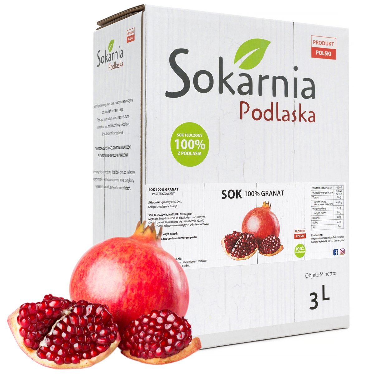 SOK Z GRANATU 3L 100% Dobry Dla Diety Zdrowy Naturalny Gasi Pragnienie
