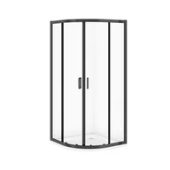 Kabiny prysznicowe - Cersanit Zestaw kabina prysznicowa z brodzikiem  Arteco 80x80x190 cm półokrągła czarna brodzik Tako 4 cm S913-024 - miniaturka - grafika 1