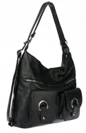 Torebki damskie - Torebka Damska Shopper Plecak Miejska 2w1 Worek Torba na Ramię 88020 Czarna - miniaturka - grafika 1