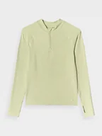 Koszulki sportowe damskie - Damski longsleeve basic 4F 4FRAW24TLONF504 - zielony - miniaturka - grafika 1