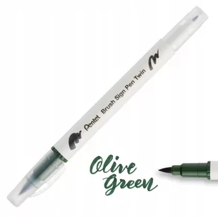 Pisak PENTEL Brush Sign Pen Twin SESW30 oliwkowy - Kredki, ołówki, pastele i pisaki - miniaturka - grafika 1