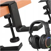 Plecaki - Wieszak Uchwyt Na Słuchawki Torbę Plecak Metalowy Czarny Do Biurka Ściany - miniaturka - grafika 1