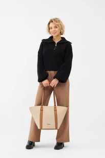 Kremowa shopperka Nobo z okrągłym dnem - Torebki damskie - miniaturka - grafika 1