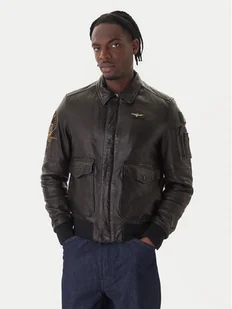 Aeronautica Militare Kurtka skórzana 252PN0963U100839 Czarny Regular Fit - Kurtki męskie - miniaturka - grafika 1