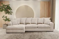 Narożniki - Sofa w kształcie L GABON narożnik funkcja spania tkanina Zoom kremowy lewy - miniaturka - grafika 1