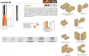 CMT Frez prosty HM do drewna, średnica 6 mm, długość robocza 16 mm - CMT (711.060.11) - Frezy - miniaturka - grafika 1
