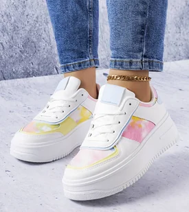 Biało-niebieskie buty na platformie Heloise -39 - Botki damskie - miniaturka - grafika 1