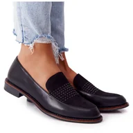 Mokasyny damskie - Damskie Mokasyny Sergio Leone PB255 Czarne - miniaturka - grafika 1