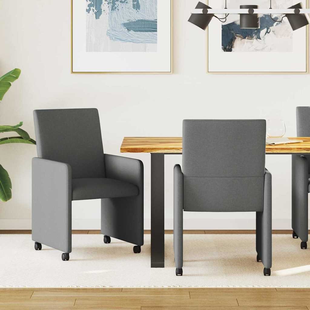 vidaXL vidaXL Krzesełka jadalne na kółkach 2 pcs Ciemnoszary 57 x 66 x 94 cm