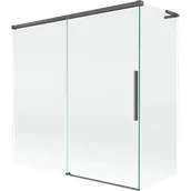 Parawany nawannowe - Mexen Rox L parawan nawannowy 2-skrzydłowy rozsuwany 160 + 70 x 150 cm, transparent, gun gray szczotkowany - 8C9L-160-070-66-00 - miniaturka - grafika 1