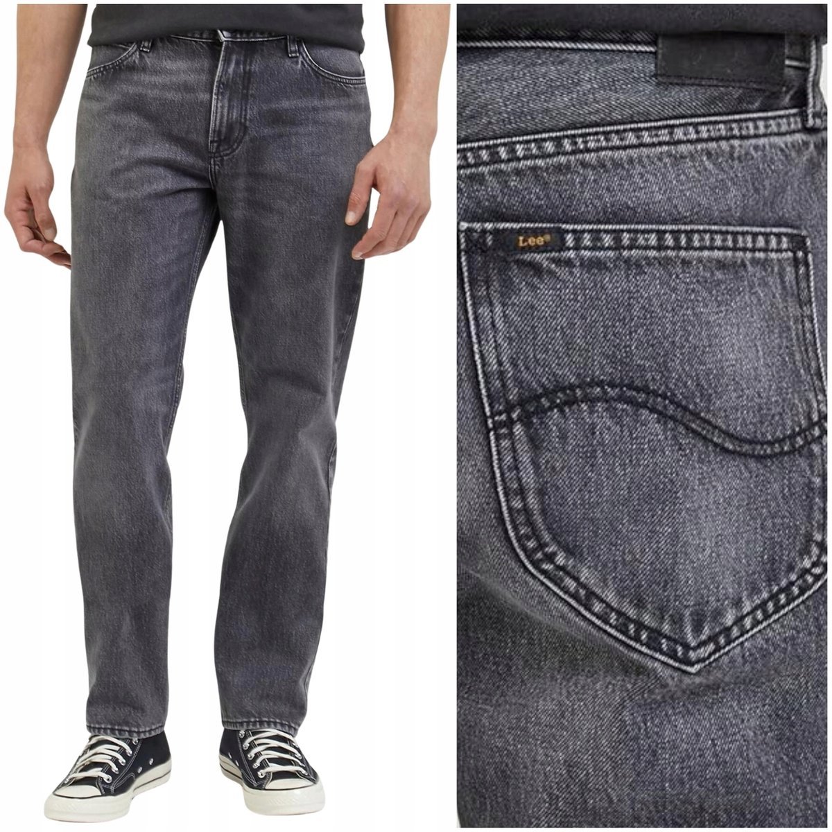 Lee WEST relaxed Thunder szare spodnie jeansowe bez streczu W32 L32