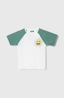 Koszulki dla chłopców - United Colors of Benetton t-shirt bawełniany dziecięcy kolor biały z aplikacją - miniaturka - grafika 1