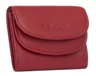 Portfele - Damski skórzany portfel Rovicky na zatrzask minimalistyczna portmonetka na karty i gotówkę, czerwony - miniaturka - grafika 1