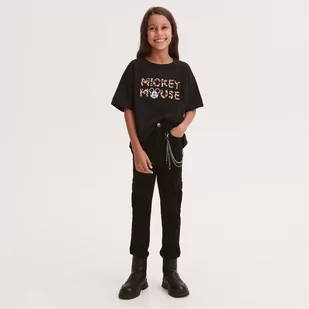 Reserved - Bawełniane spodnie z łańcuchem - Czarny - Spodnie i spodenki dla dziewczynek - miniaturka - grafika 1