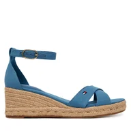 Espadryle damskie - Espadryle Tommy Hilfiger Hemp Crossover Strap Wedge Espadrilles FW0FW09332 Niebieski - miniaturka - grafika 1