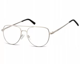 Sunoptic Okulary oprawki korekcyjne pilotki zerówki 889E srebrne - Okulary korekcyjne, oprawki, szkła - miniaturka - grafika 1