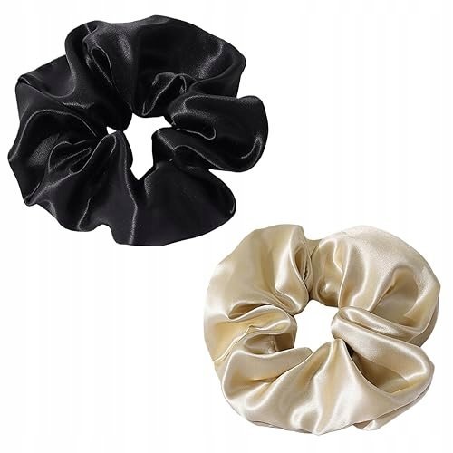 Gumki do włosów czarne beżowe elastyczne zestaw dla dziewczyn 2 szt.