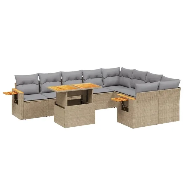 Zestaw mebli ogrodowych modułowych beżowy rattan PE, wymiary 55-100 x 55-