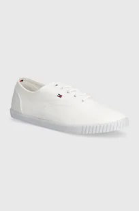 Tommy Hilfiger tenisówki CANVAS LACE UP SNEAKER damskie kolor biały FW0FW07805 - Trampki damskie - miniaturka - grafika 1